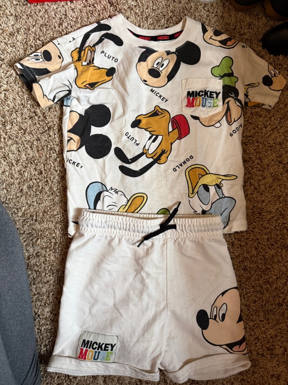 Disney White Mickey & Friends Graphic Tee and Shorts Set